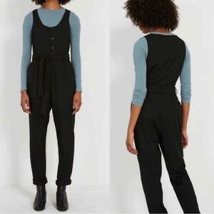 Black Frank & Oak Sleeveless Button Front Tie Waist Jumpsuit Size M